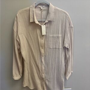 NWT Z Supply Size Medium Beige Shirt/Cover Up